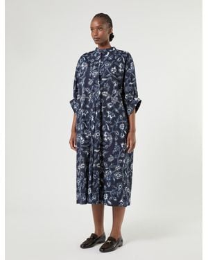 Marina Rinaldi Robe En Popeline De Coton - Bleu