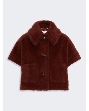 Max Mara Boxy-Cape Aus Alpaka-Woll-Teddy - Rot