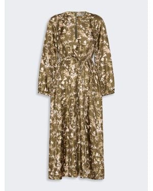 Max Mara Kleid Aus Bedrucktem Seidentwill - Mettallic