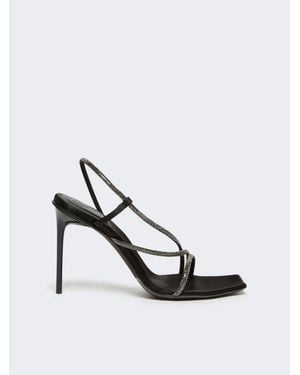 Max Mara Sandalen Aus Satin Mit Kristallen - Weiß