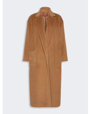 Max Mara Langer Mantel Aus Wollbiber - Braun