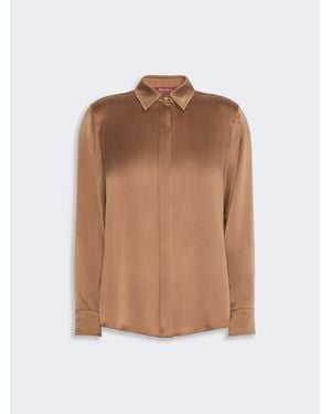 Max Mara Camisa De Corte Masculino De Raso De Seda - Marrón