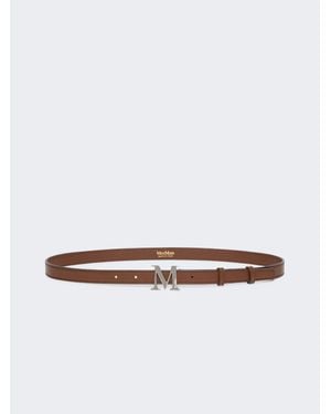 Max Mara Gürtel Mit Monogramm Aus Naturleder - Weiß