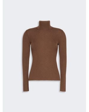 Max Mara Rollkragenpullover Aus Wollgewebe - Braun