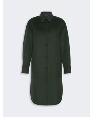 Max Mara Midi-Mantel Aus Wollloden - Grün