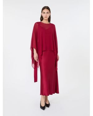 Max Mara Capa Cropped De Georgette De Seda - Rojo