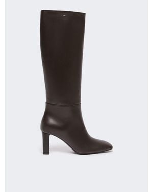 Max Mara Hohe Stiefel Aus Glattem Leder - Schwarz