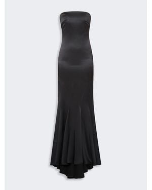 Max Mara Bustier-Kleid Aus Seidensatin - Schwarz