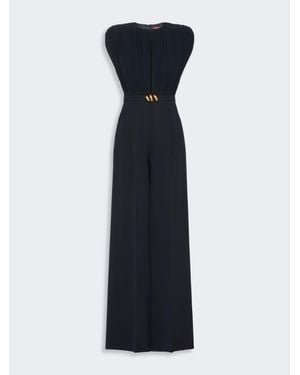 Max Mara Jumpsuit Aus Georgette Und Cady - Blau