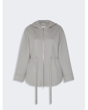 Max Mara Abrigo Corto De Lana Con Capucha - Gris