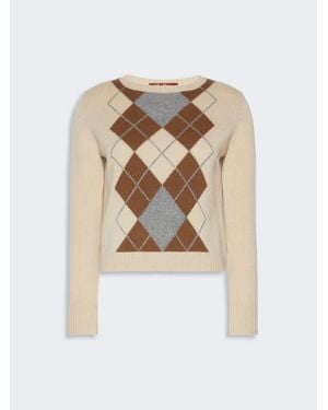 Max Mara Pullover Aus Wolle Und Argyle-Kaschmir - Weiß