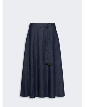 Max Mara Jupe Évasée En Denim De Coton - Bleu