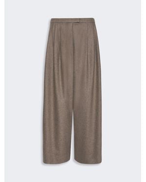 Max Mara Pantalón Acampanado De Franela De Lana - Marrón