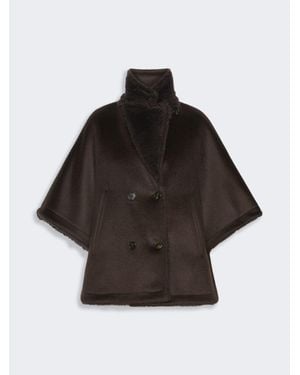 Max Mara Cape Réversible En Cachemire Et Teddy - Noir