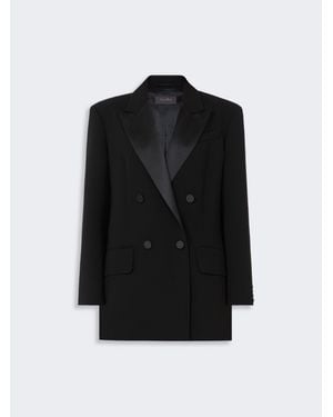 Max Mara Blazer De Cady Ligero Con Cierre Cruzado De Doble Botón - Negro