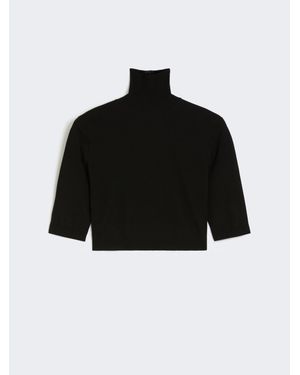 Max Mara Cropped-Rollkragenpullover Aus Viskosestretch - Schwarz