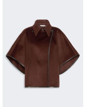 Max Mara Cape Courte En Drap De Cachemire - Marron
