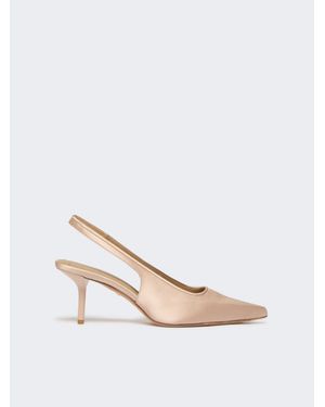 Max Mara Slingback Aus Viskose- Und Seidensatin - Weiß