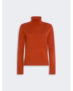 Max Mara Rollkragenpullover Aus Wolle Mit Logo-Aufnähern - Orange