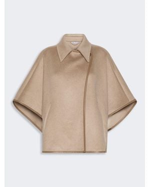 Max Mara Kurzes Cape Aus Kaschmirdrap - Natur