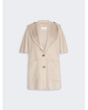 Max Mara Cape À Capuche En Drap De Cachemire - Blanc