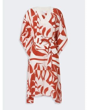 Max Mara Robe Oversize En Soie Imprimée - Rouge
