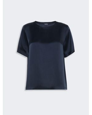 Max Mara Bluse Aus Viskosesatin - Blau