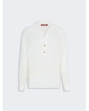 Max Mara Polohemd Aus Crêpe De Chine - Weiß