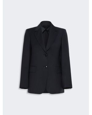 Max Mara Einreihiger Blazer Aus Wollcanvas - Blau