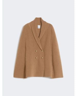 Max Mara Zweireihiges Cape Aus Wolle - Natur