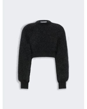 Max Mara Cropped-Pullover Aus Mohair-Mischgewebe - Schwarz