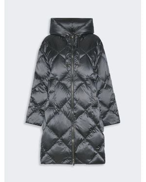 Max Mara Imbottito Midi Con Cappuccio - Grigio