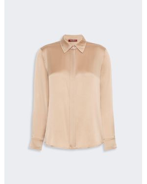 Max Mara Camisa De Corte Masculino De Raso De Seda - Neutro