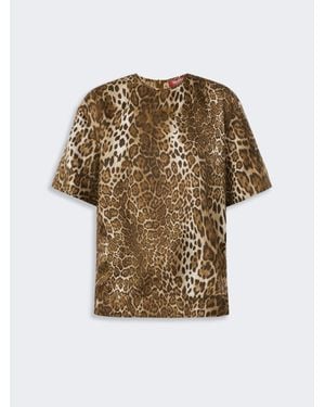 Max Mara Blusa De Seda Estampada - Marrón