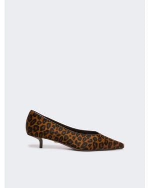 Max Mara Flache Pumps Aus Ponyfell Und Nappaleder - Weiß