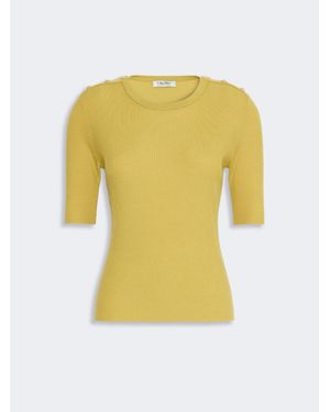 Max Mara Rippstrickpullover Aus Wollgarn - Gelb