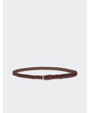 Max Mara Geflochtener Ledergürtel - Weiß
