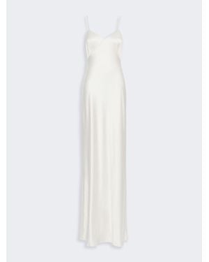 Max Mara Vestido Slip De Raso De - Blanco