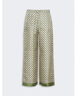 Max Mara Hose Aus Bedrucktem Seidentwill Mit Kordelzug - Grün