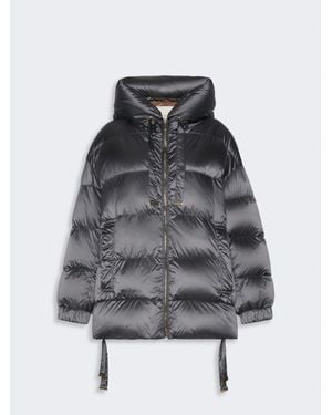 Max Mara Anorak Acolchado Amplio De Tela Impermeable Con Capucha - Gris