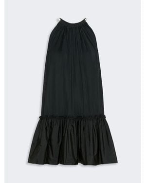 Max Mara Vestido Corto Sin Mangas De Tafetán Plisado - Negro