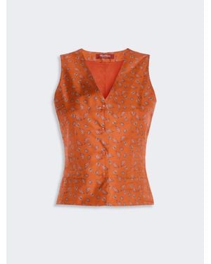 Max Mara Chaleco De Seda Estampada - Naranja