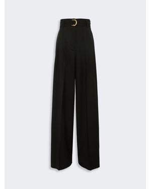 Max Mara Pantalón De Cintura Alta De Tela De Lana - Negro