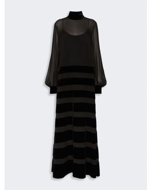 Max Mara Vestido Largo De Georgette De Seda - Negro