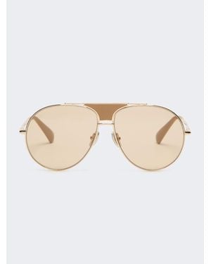 Max Mara Pilotensonnenbrille Mit Metallfassung - Natur