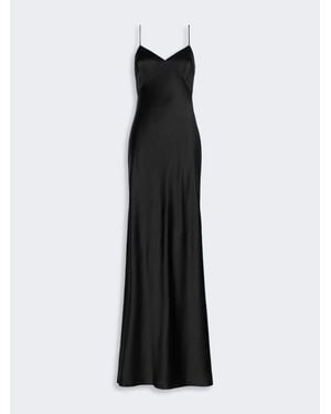 Max Mara Vestido Slip De Raso De Seda - Negro