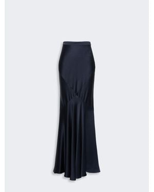 Max Mara Langer Rock Aus Envers-Satin - Blau