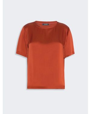 Max Mara Blusa De Cuello Redondo De Satén - Rojo