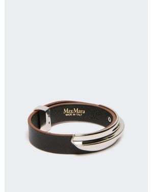 Max Mara Armband Aus Leder Und Metall - Schwarz