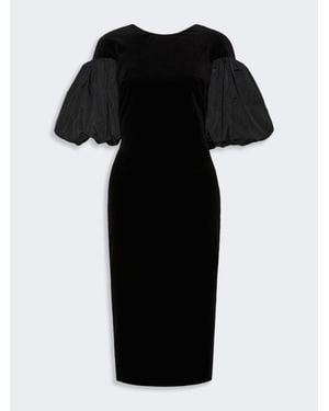 Max Mara Vestido Midi De Terciopelo De Algodón - Negro